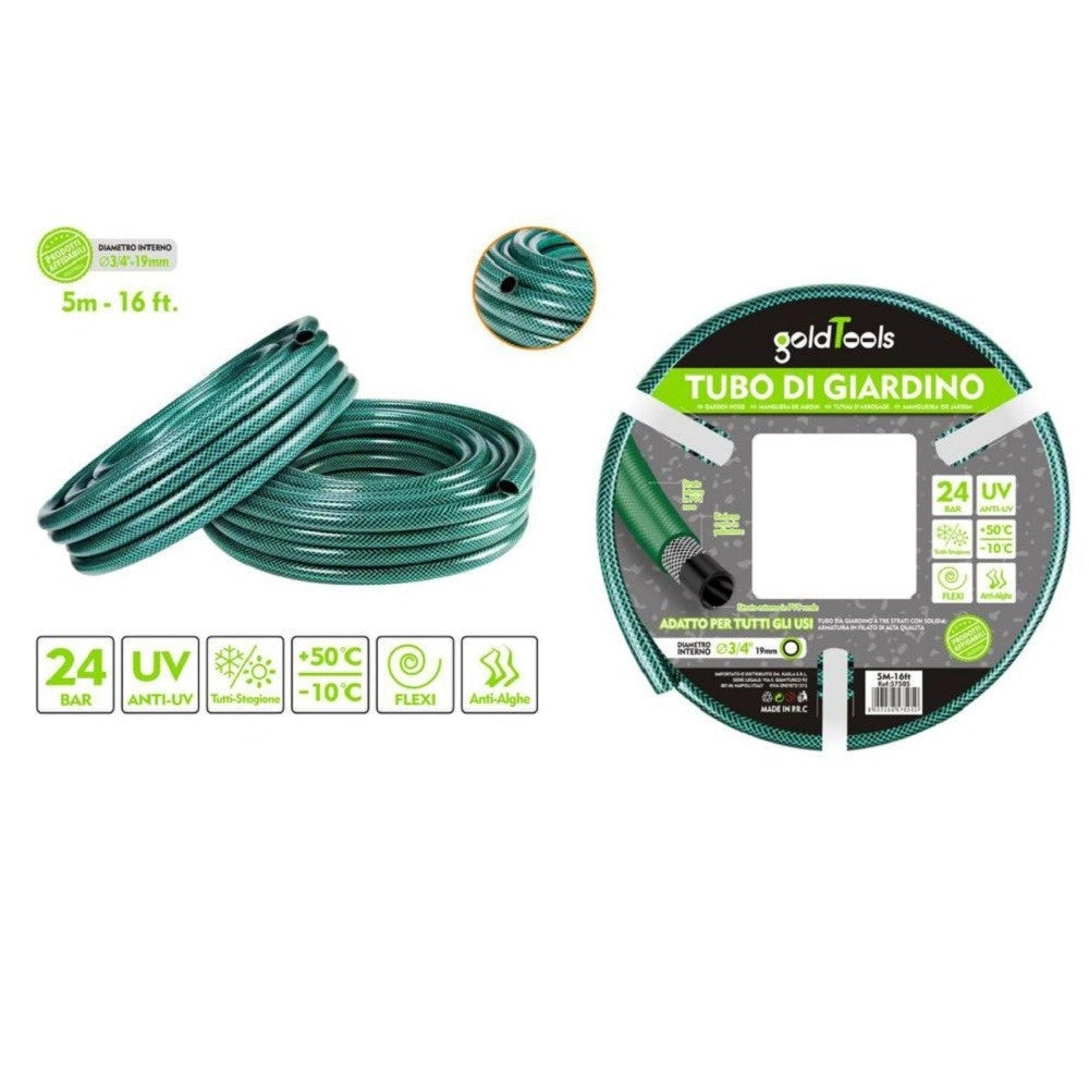 Trade Shop - Tubo Irrigazione Annaffia Giardino Piante Lava Pompa 5 Mt 16ft. ø3/4-19mm 57505 -