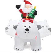 Decorazioni Natalizie, Babbo Natale Gonfiabile su Orso Polare con Testa Sbalzante, 200 X 87,5 X 175 CM, Luce LED Incorporata, Addobbi Natalizi per Esterno Interno per Giardino, Cortile, Prato