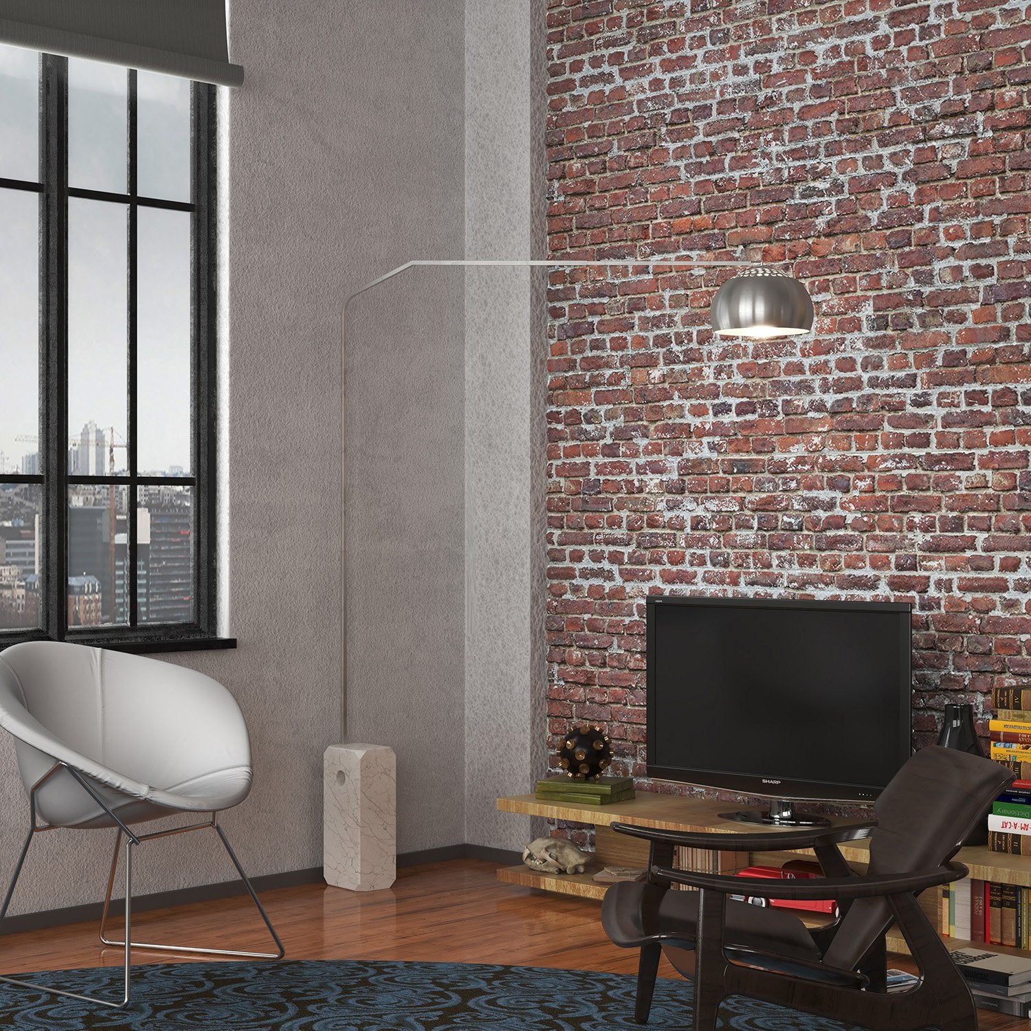 Piantana Contemporanea Slope Marmo Bianco Metallo Cromo 1 Luce E27