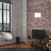 Piantana Contemporanea Slope Marmo Nero Tessuto Bianco 1 Luce E27