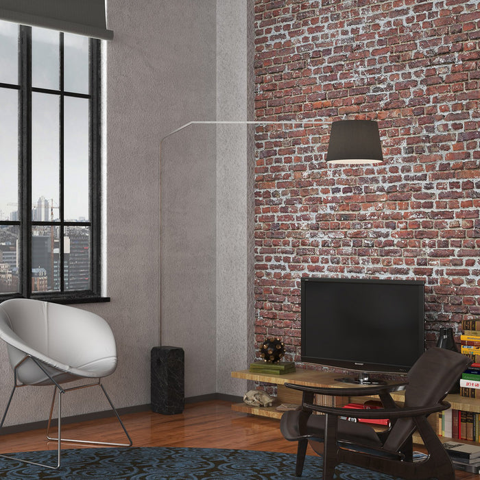 Piantana Contemporanea Slope Marmo E Diffusore Tessuto Nero 1 Luce E27