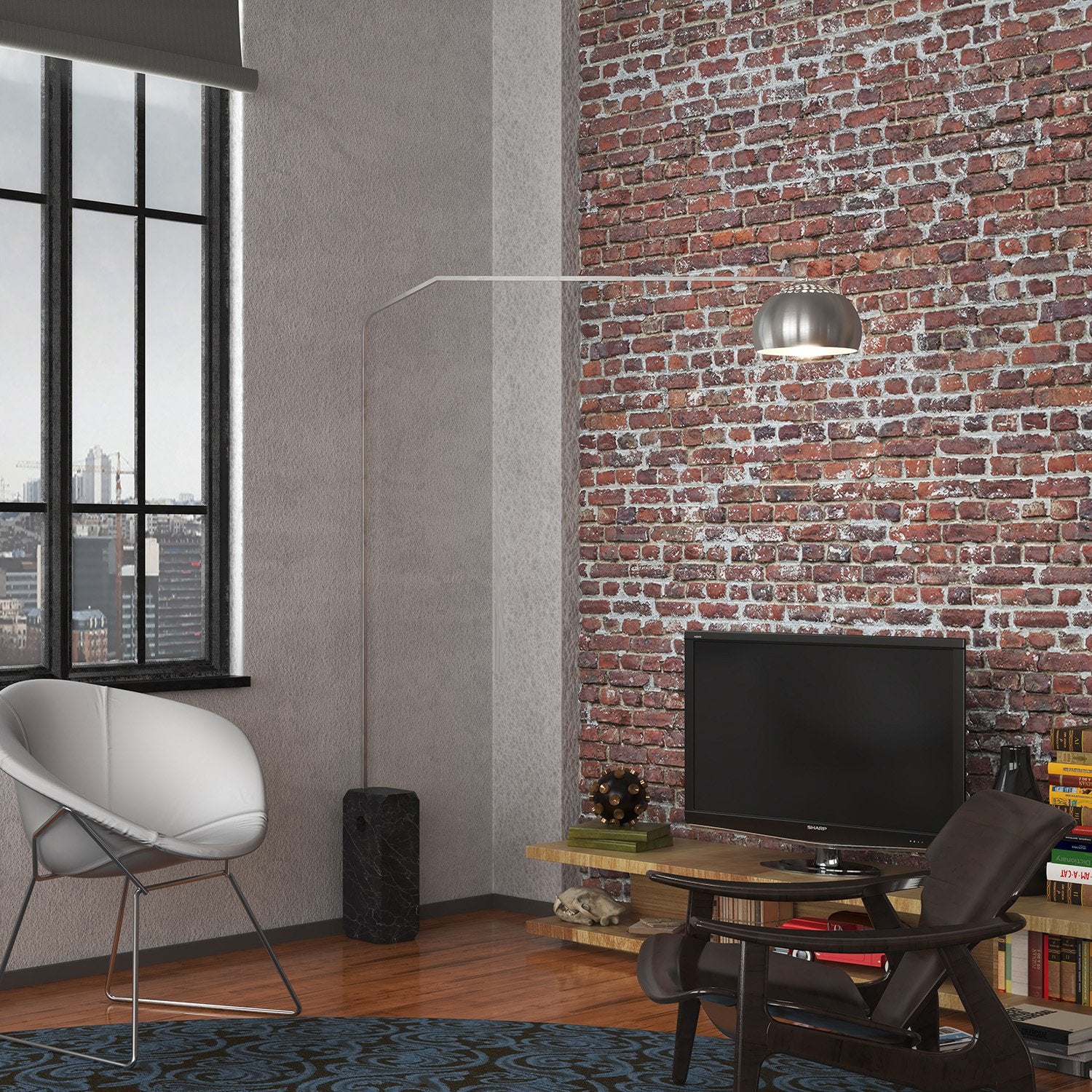 Piantana Contemporanea Slope Marmo Nero Metallo Cromo 1 Luce E27