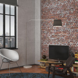 Piantana Contemporanea Slope Marmo Piatto Bianco Diffusore Nero 1 Luce E27