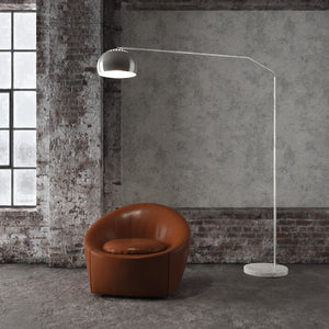 Piantana Contemporanea Slope Marmo Piatto Bianco Metallo Cromo 1 Luce E27