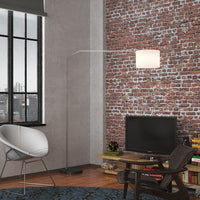 Piantana Contemporanea Slope Marmo Piatto Nero Tessuto Bianco 1 Luce E27