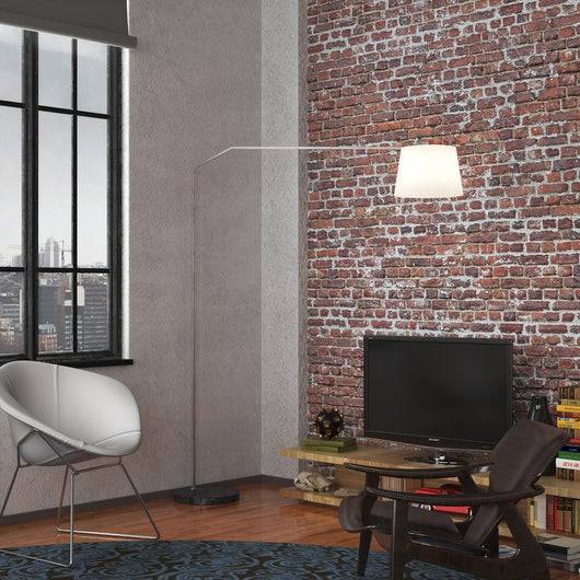 Piantana Contemporanea Slope Marmo Piatto Nero Diffusore Bianco 1 Luce E27