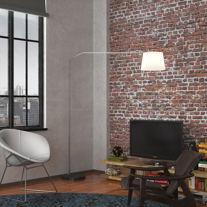 Piantana Contemporanea Slope Marmo Piatto Nero Diffusore Bianco 1 Luce E27