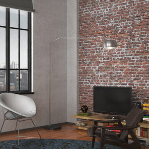 Piantana Contemporanea Slope Marmo Piatto Nero Metallo Cromo 1 Luce E27