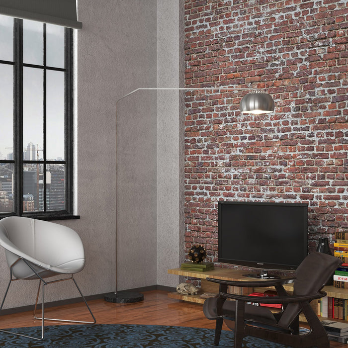 Piantana Contemporanea Slope Marmo Piatto Nero Metallo Cromo 1 Luce E27