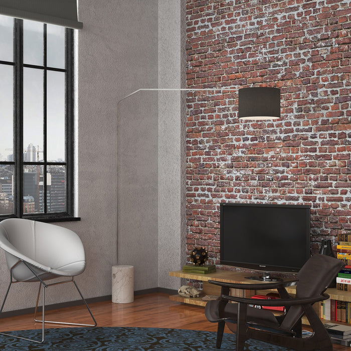 Piantana Contemporanea Slope Marmo Cilindro Bianco Tessuto Nero 1 Luce E27