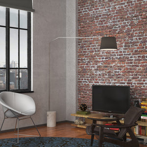 Piantana Contemporanea Slope Marmo Cilindro Bianco Diffusore Nero 1 Luce E27