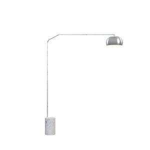 Piantana Contemporanea Slope Marmo Cilindro Bianco Metallo Cromo 1 Luce E27