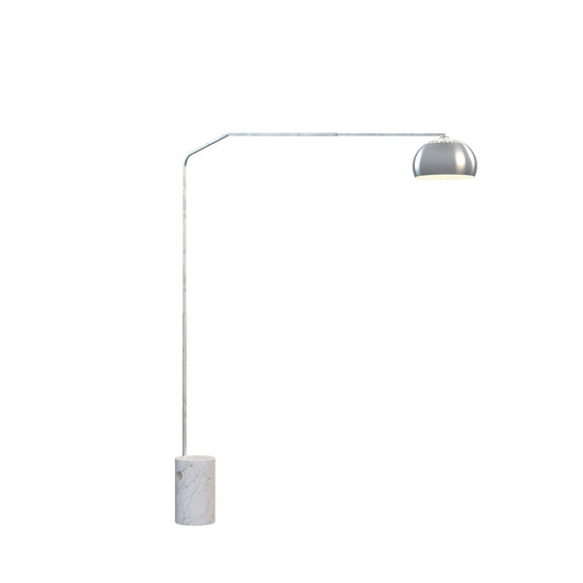 Piantana Contemporanea Slope Marmo Cilindro Bianco Metallo Cromo 1 Luce E27