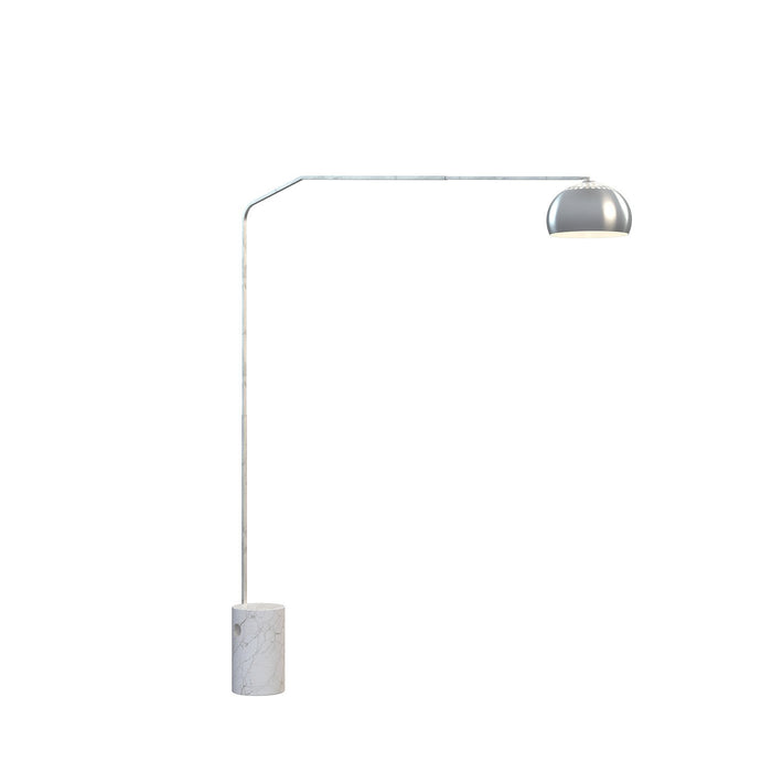 Piantana Contemporanea Slope Marmo Cilindro Bianco Metallo Cromo 1 Luce E27