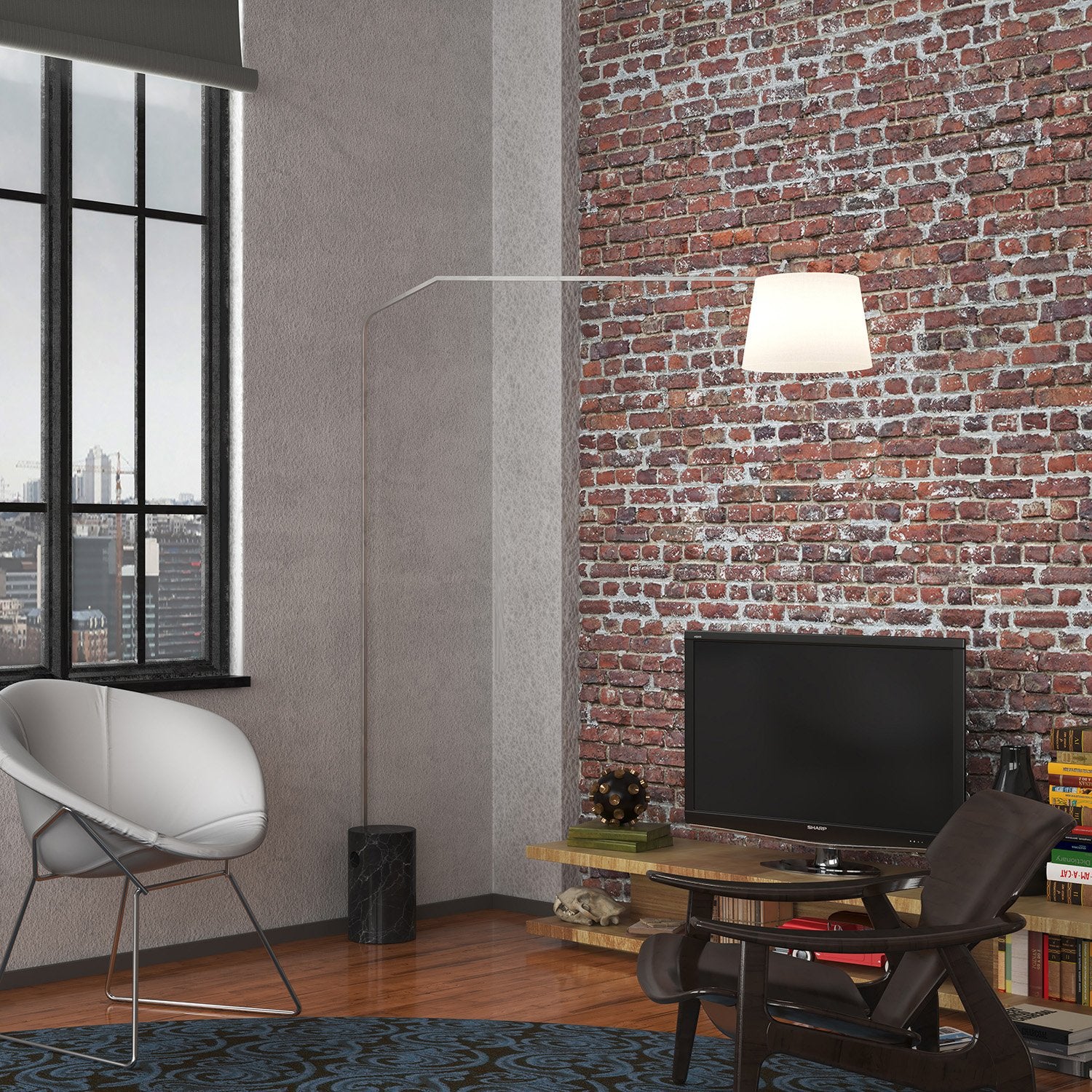 Piantana Contemporanea Slope Marmo Cilindro Nero Diffusore Bianco 1 Luce E27