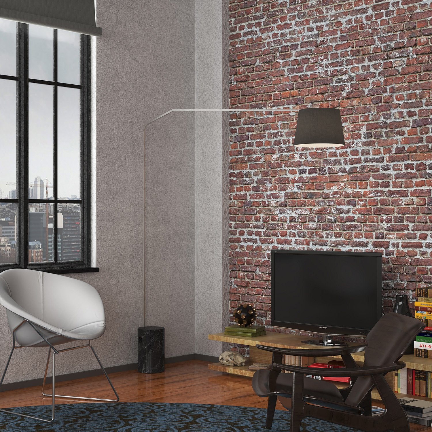 Piantana Contemporanea Slope Marmo Cilindro Nero Diffusore Nero 1 Luce E27