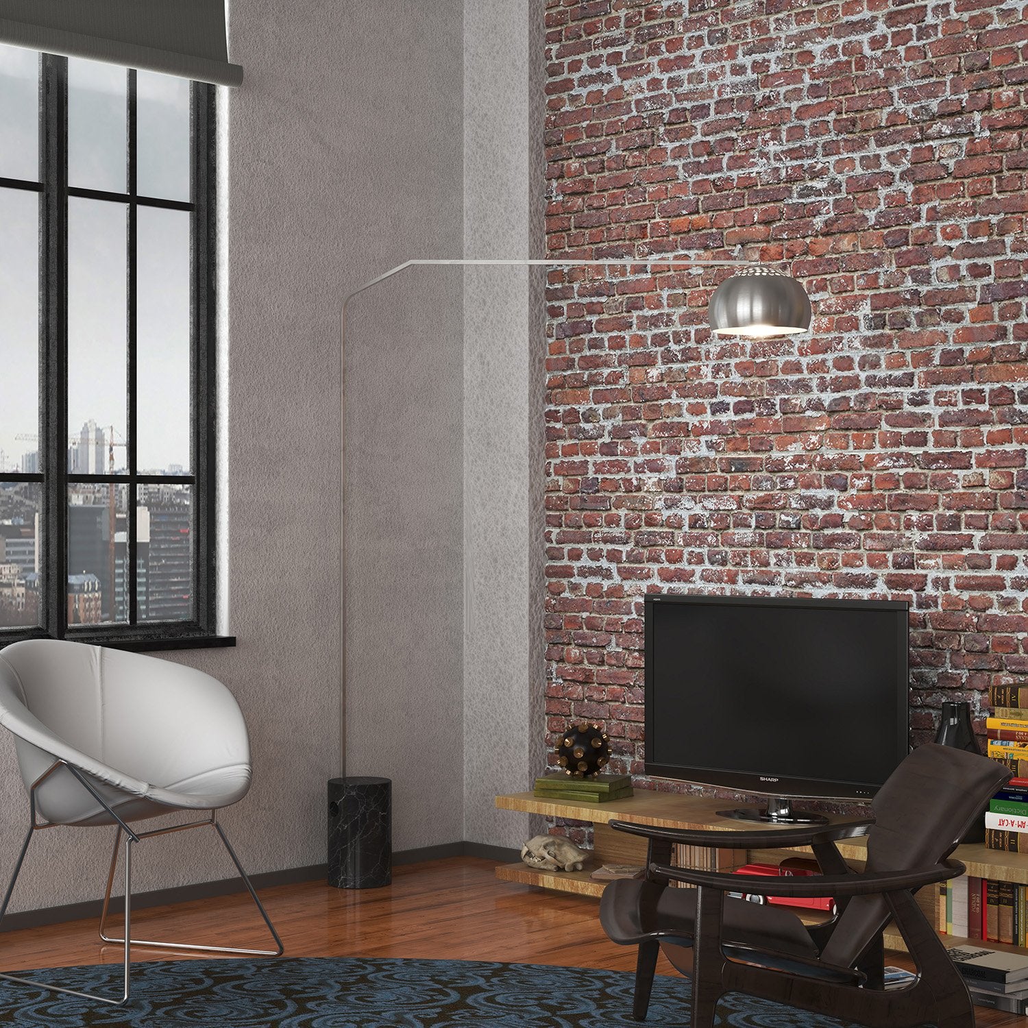 Piantana Contemporanea Slope Marmo Cilindro Nero Metallo Cromo 1 Luce E27