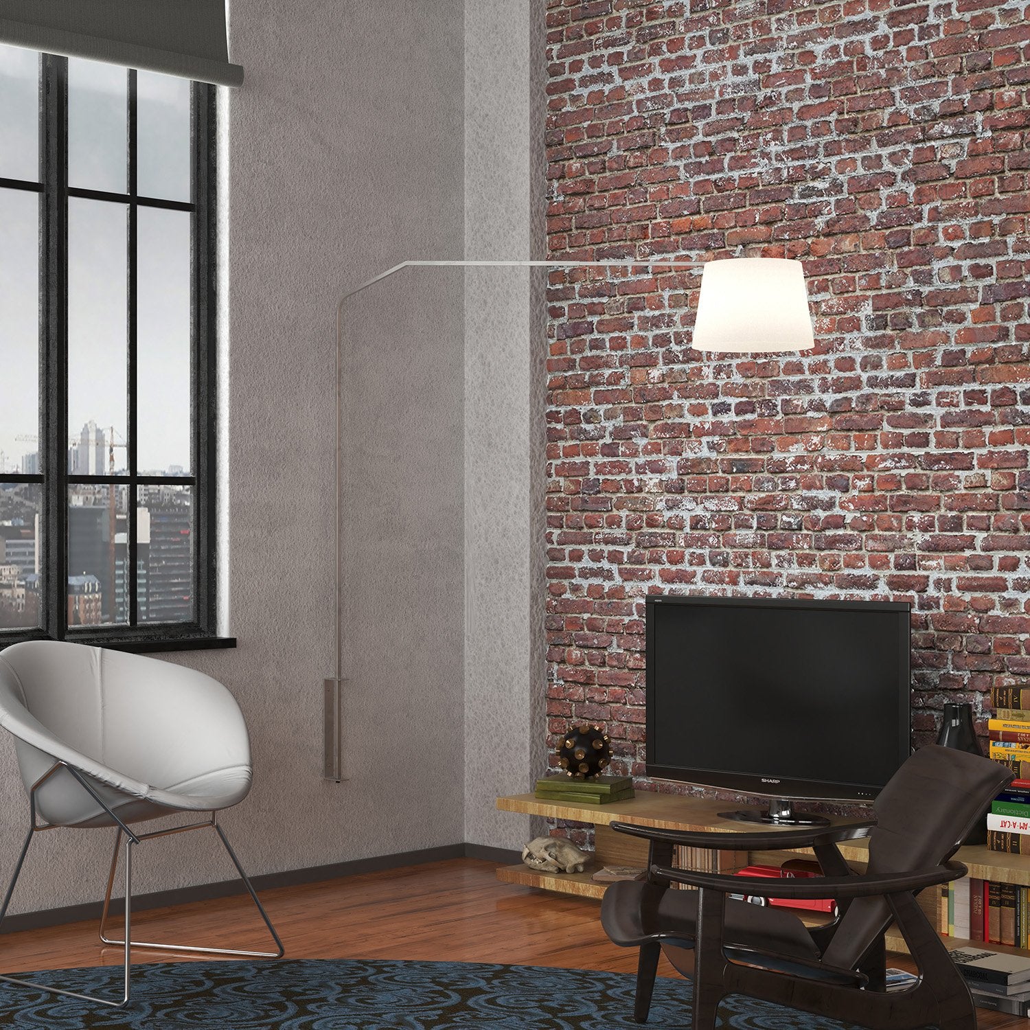 Piantana Contemporanea Slope Metallo Cromo Diffusore Bianco 1 Luce E27