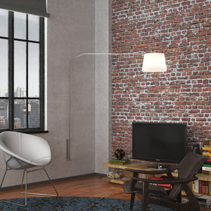 Piantana Contemporanea Slope Metallo Cromo Diffusore Bianco 1 Luce E27