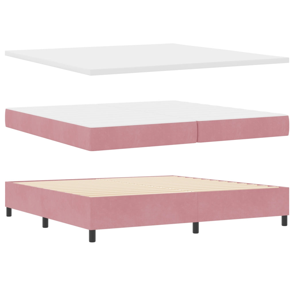 Letto Box Spring  con Materasso Rosa 200x200 cm Velluto