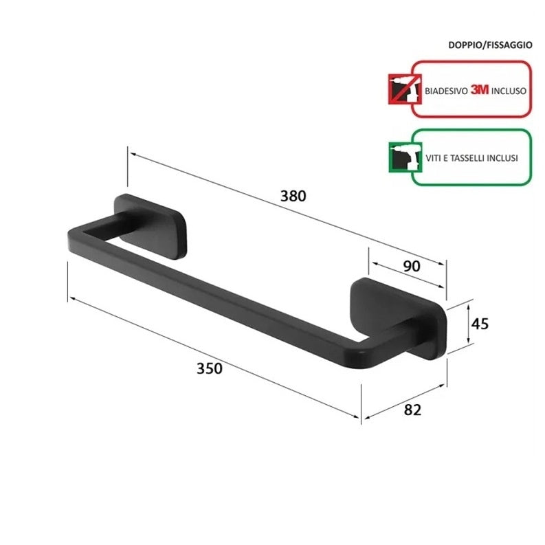 PORTASCIUGAMANI CUBIK 35CM INOX NERO