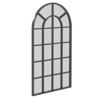 Specchio ad Arco per Casa e Ufficio con Montaggio a Parete, in Vetro e Metallo, 62x2.5x110 cm, Nero
