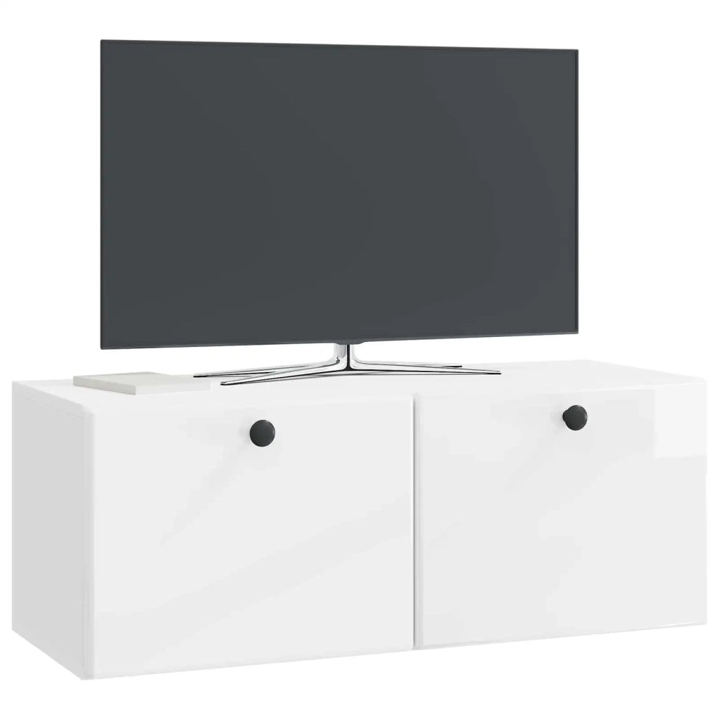 Mobile Porta TV da Muro 78,5 x 31 x 30 cm Bianco Lucido 899229