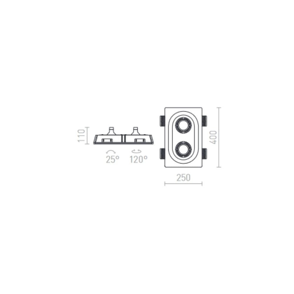 Faretto da incasso DINGO II inclinabile gesso 12V G53 2x50W
