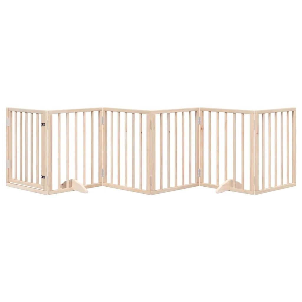 Cancelletto per cani con porta pieghevole 6 pannelli 300 cm in legno di pioppo 352173