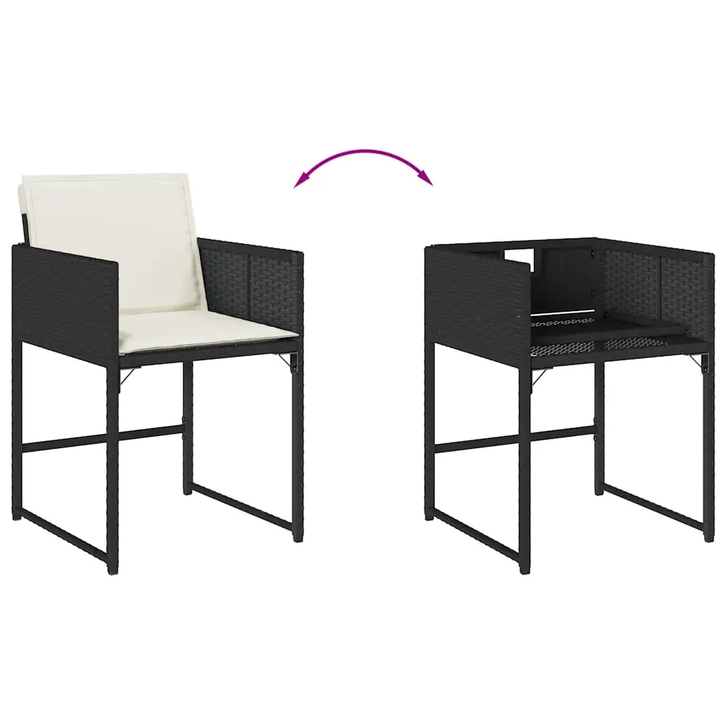 Set da Pranzo da Giardino 11 pz con Cuscini in Polyrattan Nero 3278093