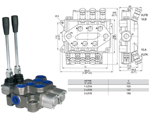 Distributore monoblocco in ghisa 2 leve 3/4 tipo DN 85 predisposto carry over - 81574