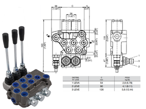 Distributore monoblocco in ghisa 3 leve 3/8 tipo ML predisposto per carry over - 80010