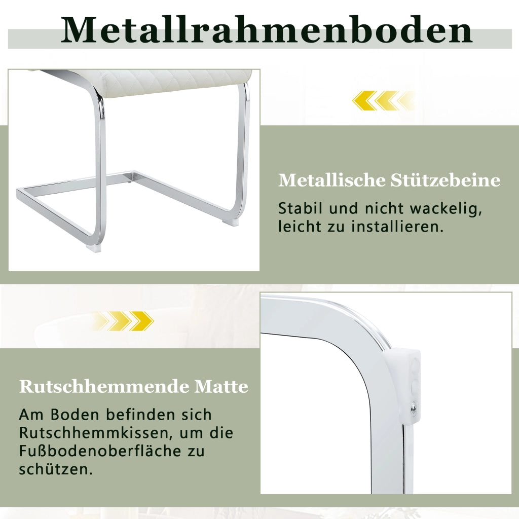SEDIA da pranzo imbottita 100 cm bianco e argento Set da 2 pezzi