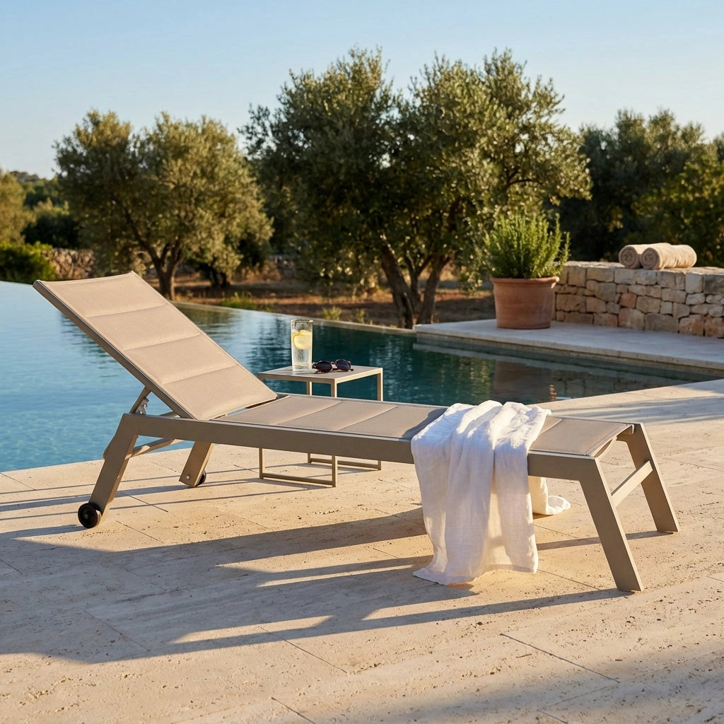 Lettino prendisole da Giardino in Alluminio Textilene cm 198x61x95 - DAVID