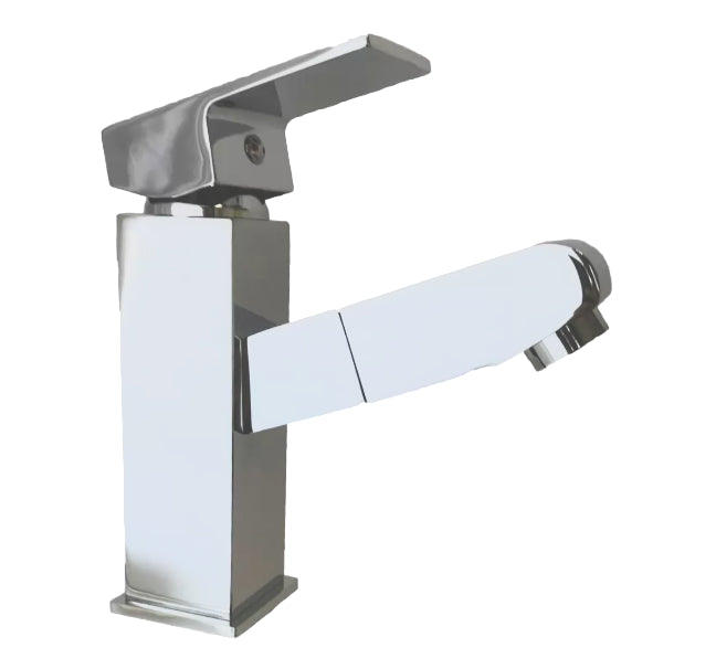 Rubinetto miscelatore lavabo con doccia estraibile