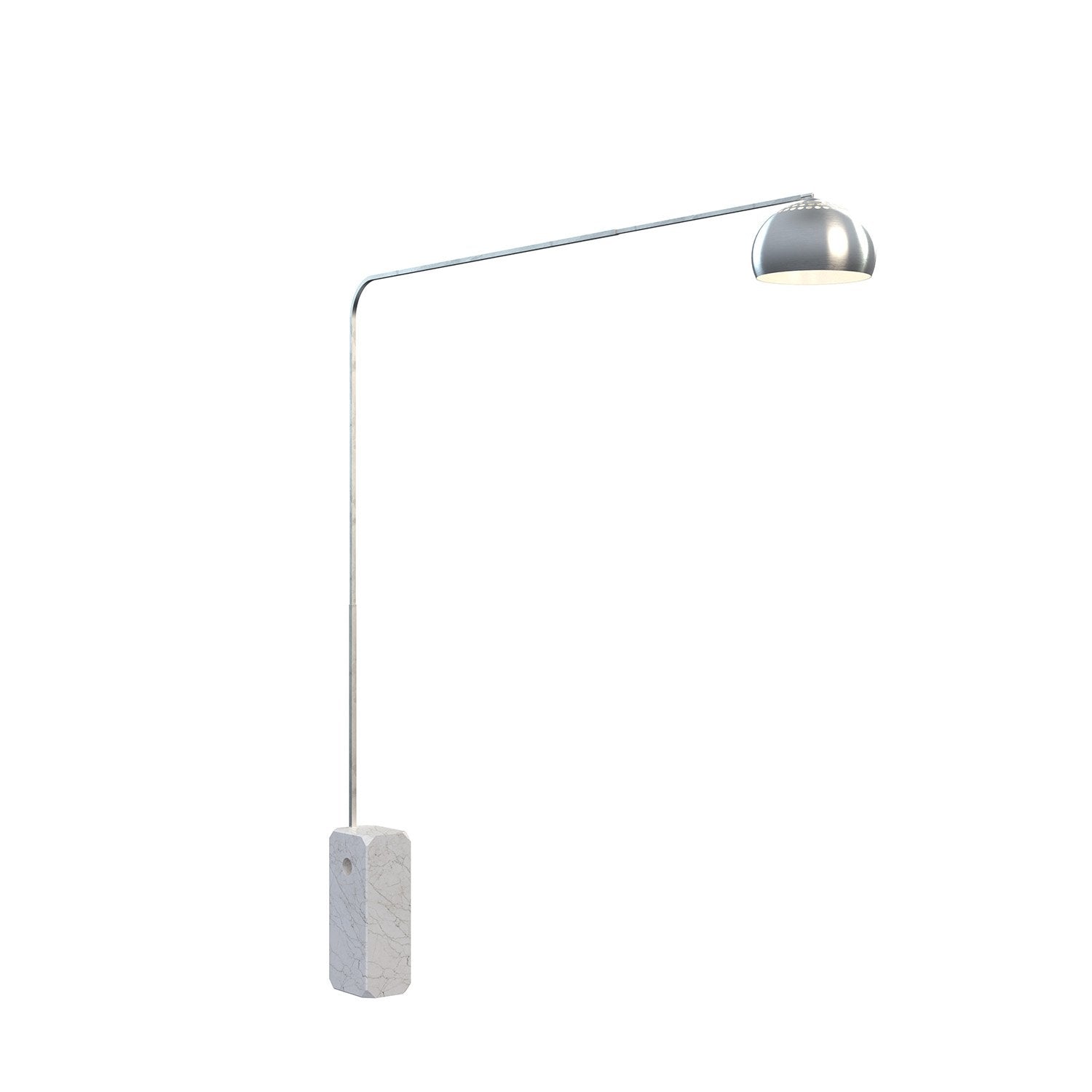 Piantana Contemporanea Corner Marmo Bianco Metallo Cromo 1 Luce E27