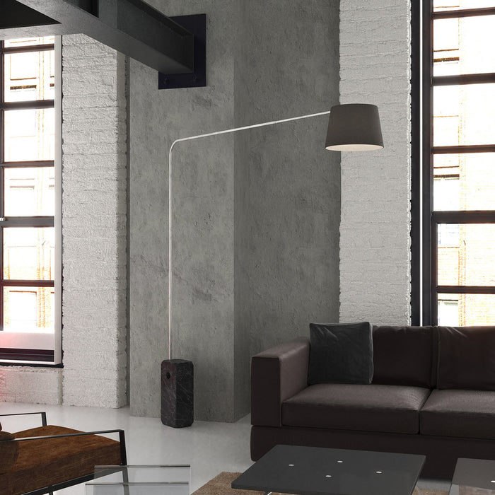 Piantana Contemporanea Corner Marmo Nero Diffusore Tessuto Nero 1 Luce E27