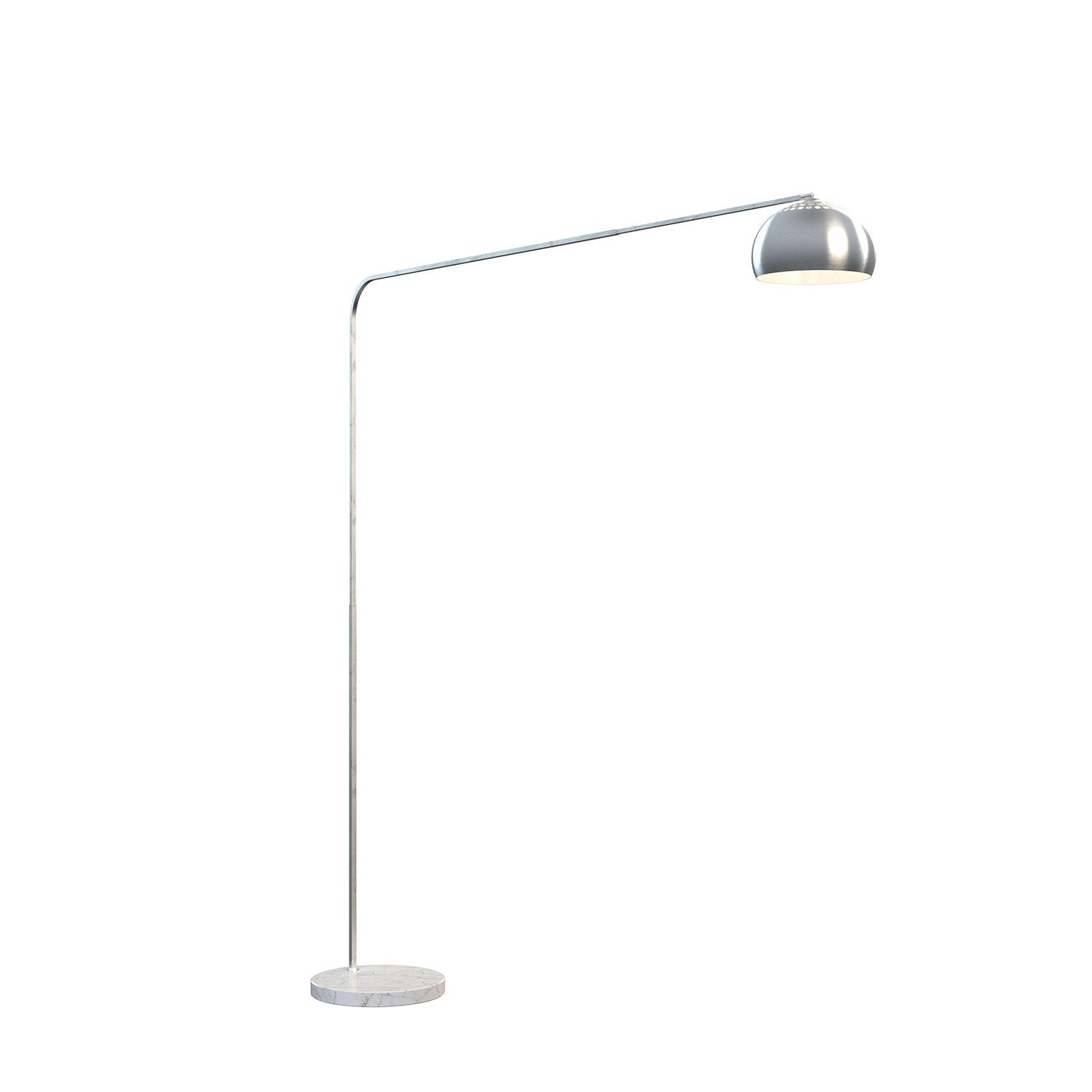Piantana Contemporanea Corner Marmo Basso Bianco Metallo Cromo 1 Luce E27