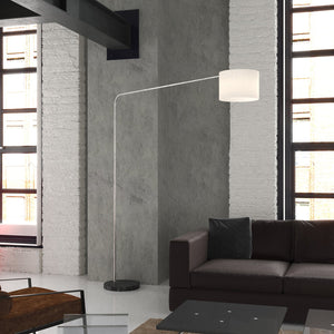 Piantana Contemporanea Corner Marmo Basso Nero Tessuto Bianco 1 Luce E27