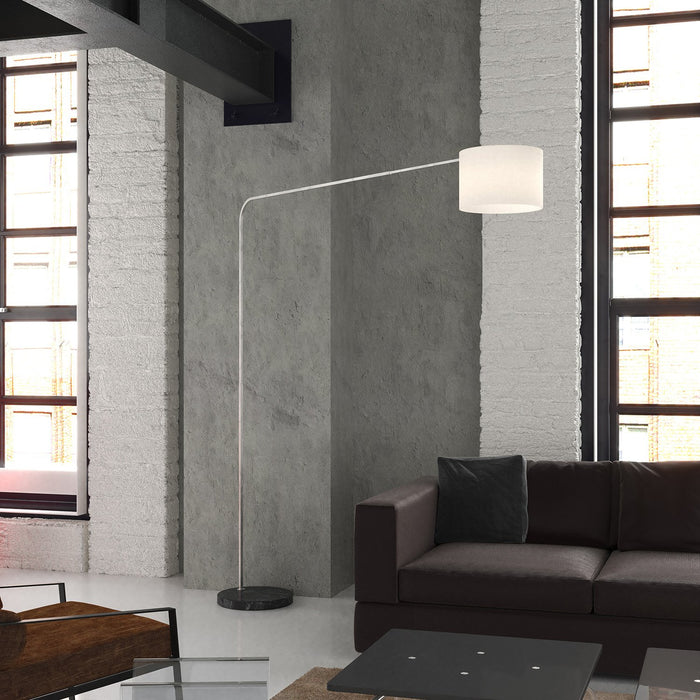 Piantana Contemporanea Corner Marmo Basso Nero Tessuto Bianco 1 Luce E27
