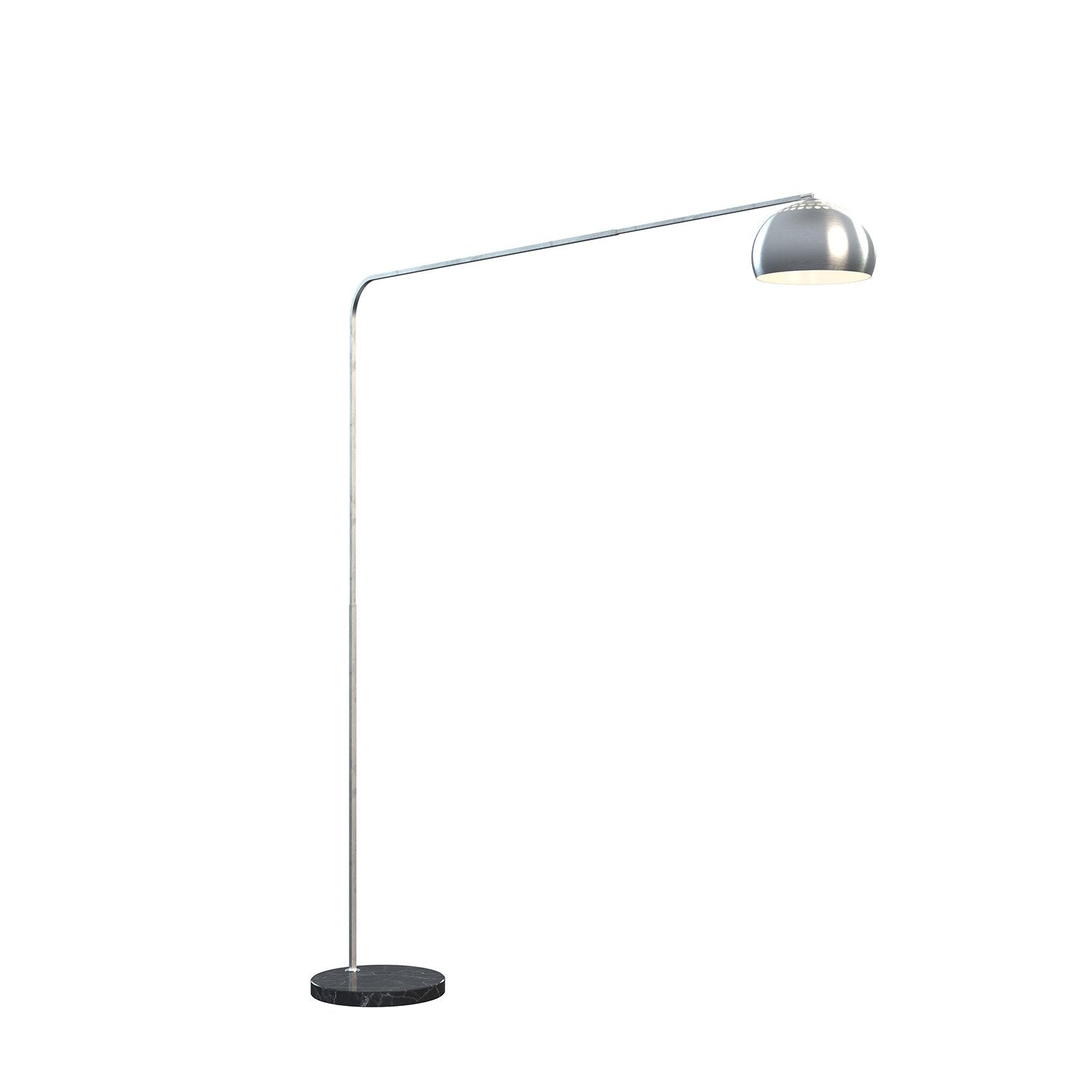 Piantana Contemporanea Corner Marmo Basso Nero Metallo Cromo 1 Luce E27