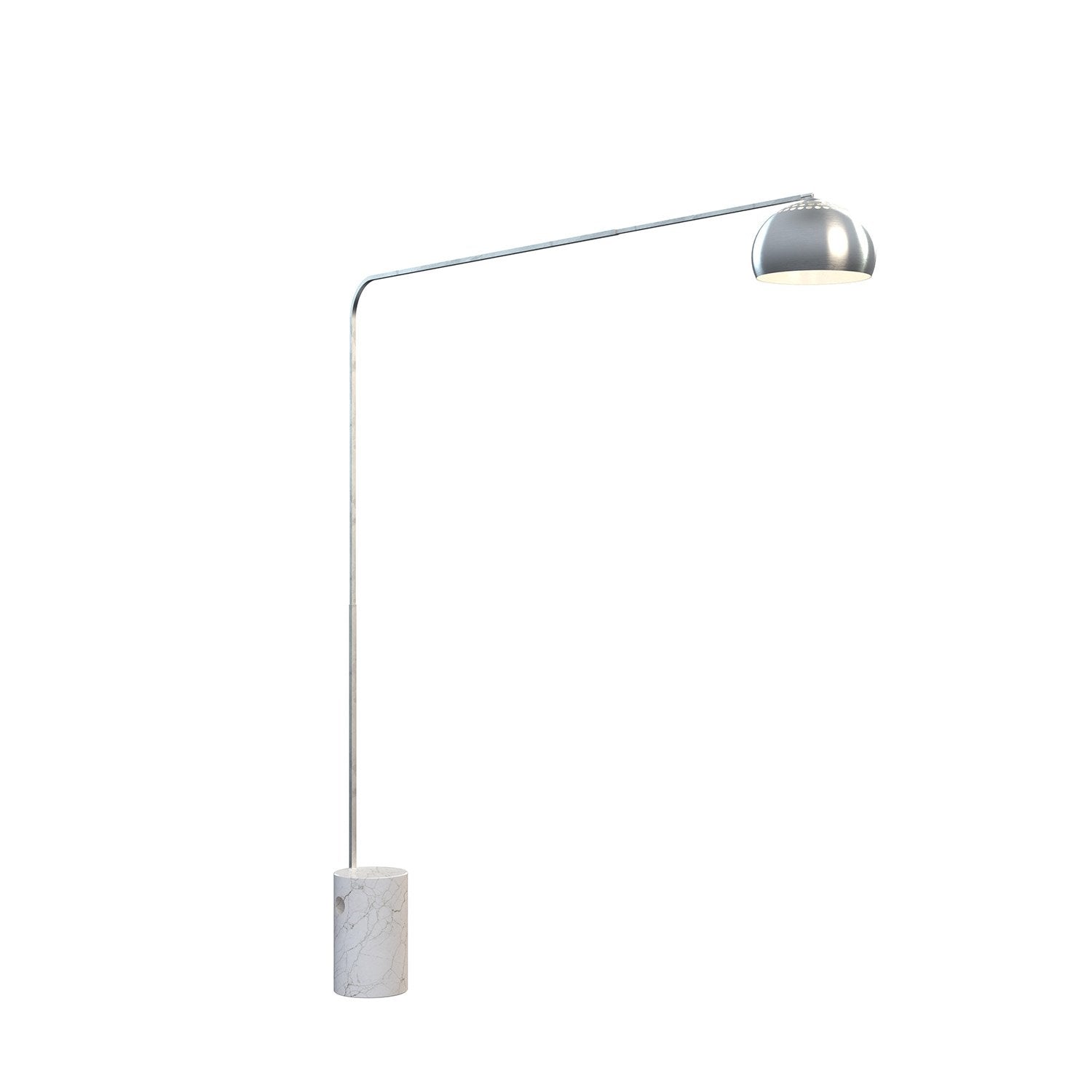 Piantana Contemporanea Corner Marmo Alto Bianco Metallo Cromo 1 Luce E27