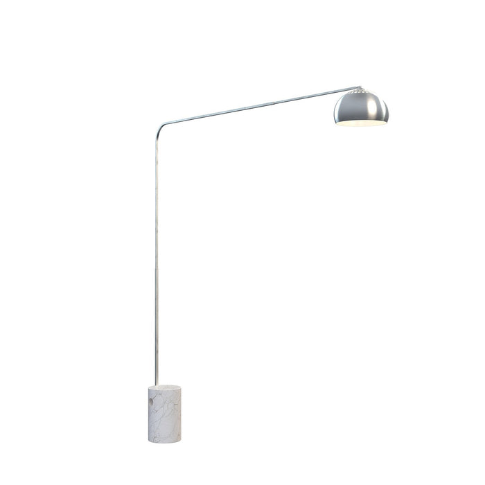 Piantana Contemporanea Corner Marmo Alto Bianco Metallo Cromo 1 Luce E27