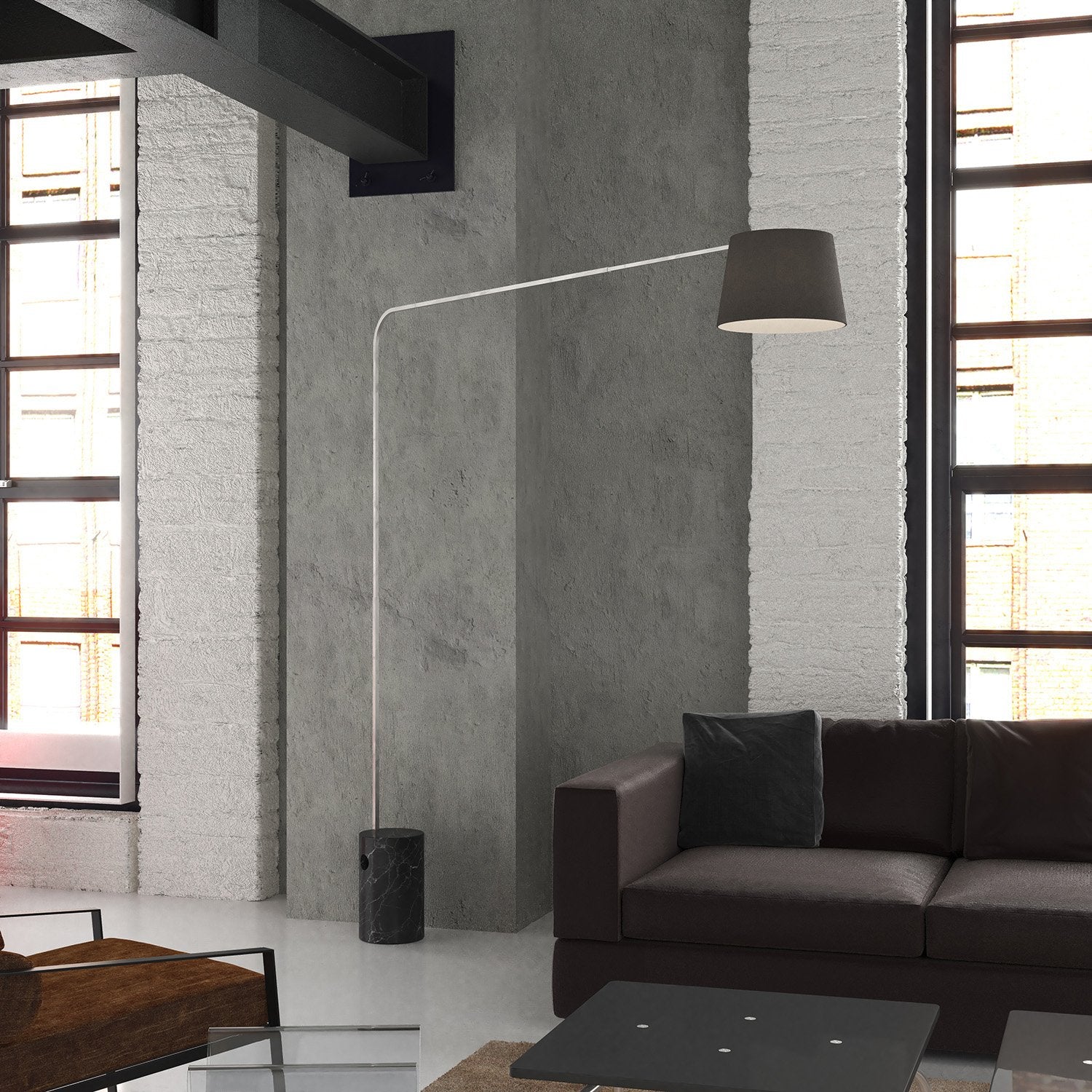Piantana Contemporanea Corner Marmo Alto Nero Diffusore Nero 1 Luce E27
