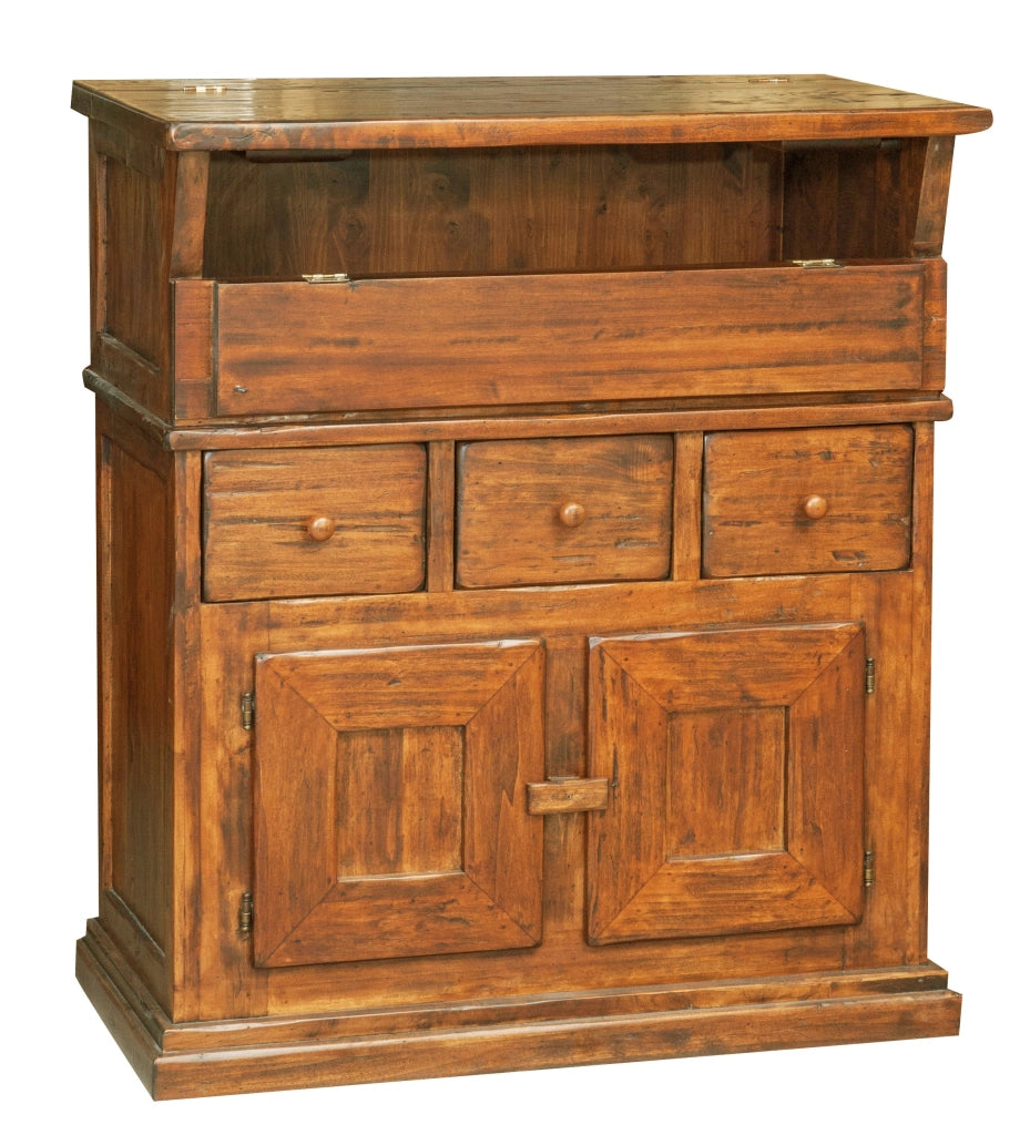 Biscottini Madia in legno massello di tiglio finitura noce L81xPR45xH92 cm. Made in Italy
