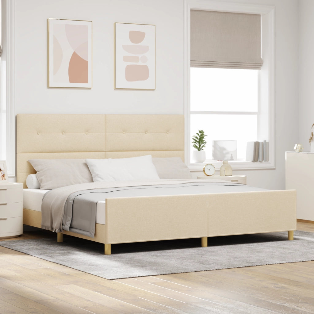 Letto  Crema 200x200 cm in Tessuto