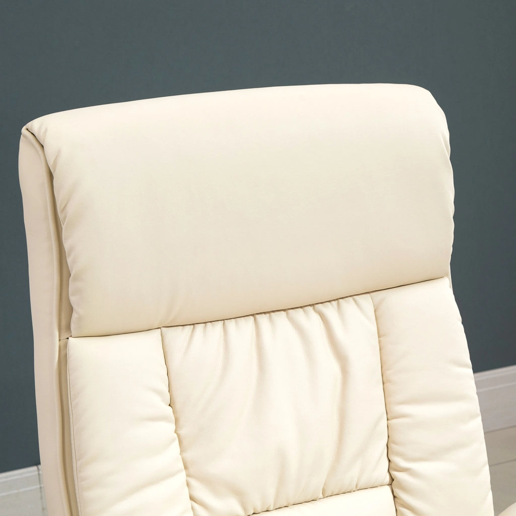 Poltrona Reclinabile con Pouf Poggiapiedi e Seduta Girevole ¨C Zephmum ¨C Crema 78x84x110 cm