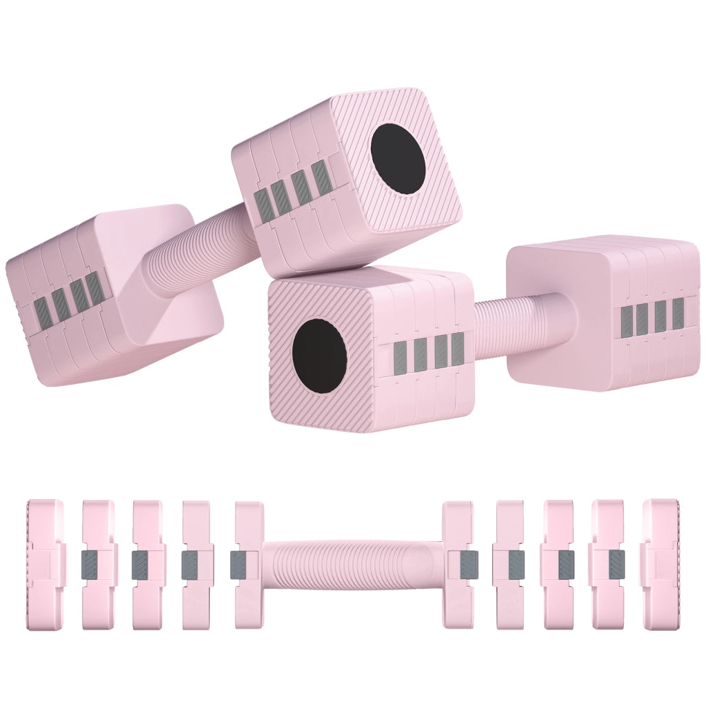 Manubri Pesi Quadrati 5 kg con Piastre Rimovibili ¨C zephmum ¨C Acciaio e ABS, Rosa, 32x9x9 cm