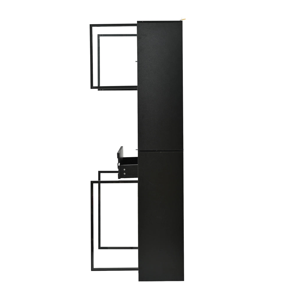 Vetrina, libreria, 80 x 35 x 200 cm, 4 ante in vetro, con cassetti, illuminazione a LED, nera