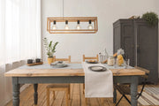 Lampadario Industrial-Nordico Square Legno Marrone Nero 4 Luci E27